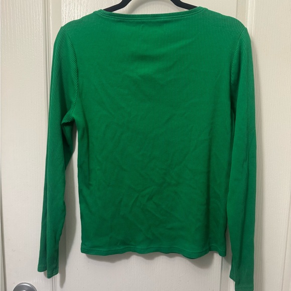 J.Crew Bright Green Ribbed Top - Picture 3 of 3